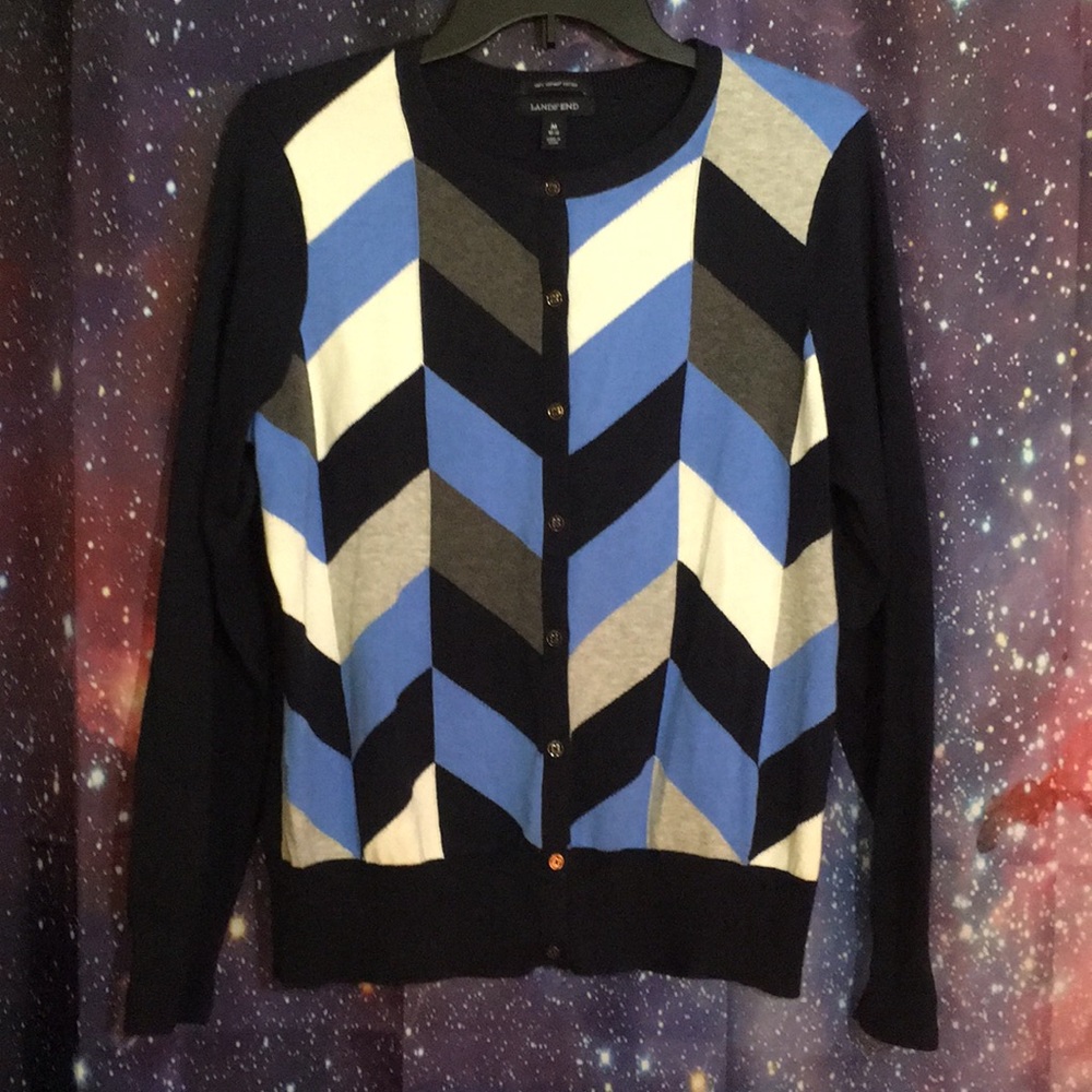 Land’s End Navy Blue Button Cardigan Sweater